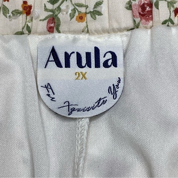 Arula Tiered Maxi Skirt 2X Ivory Pink Floral Eyelet Casual Country Cottage New - Picture 2 of 8